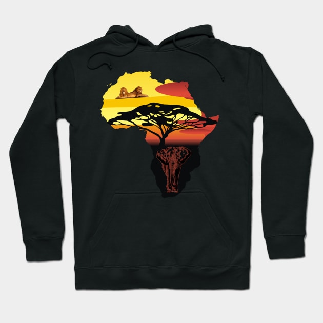 africa, elephant, lion Hoodie by hottehue